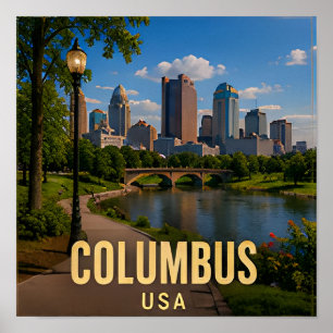 Poster Presente de viagem Columbus Ohio Riverfront