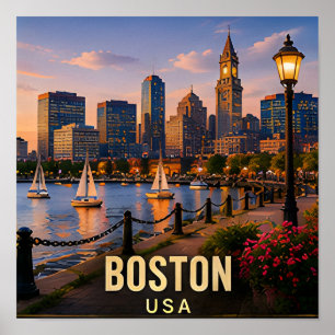 Poster Presente de Viagem de Boston Massachusetts Orla