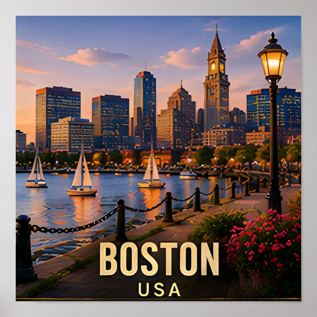 Poster Presente de Viagem de Boston Massachusetts Orla (Frente)