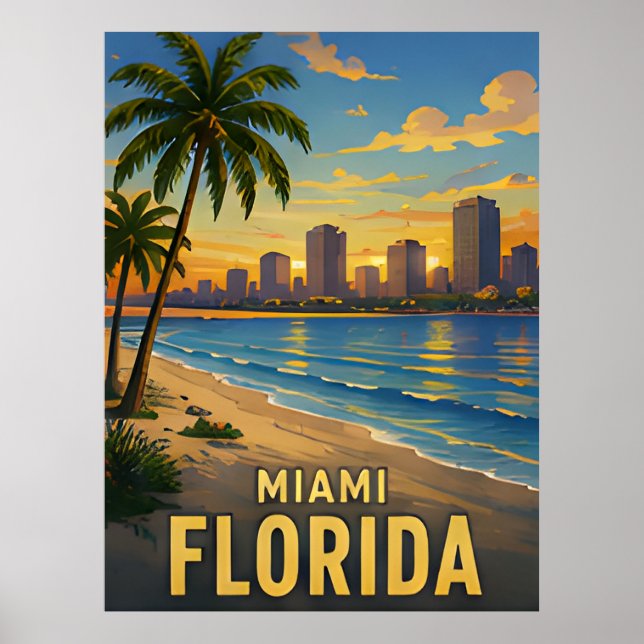 Poster Presente de Viagem Miami Flórida (Frente)