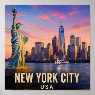 Poster Presente de Viagem Nova York Cidade Manhattan