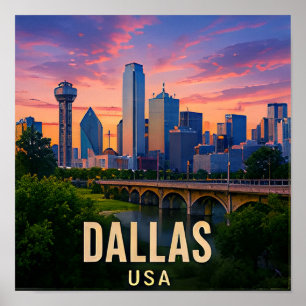 Poster Presente de Viagem Ponte de Dallas Texas