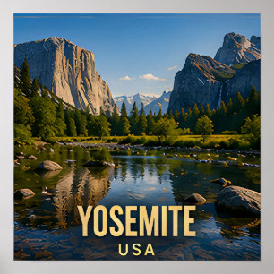 Poster Presente de Viagem Vale da Montanha Yosemite Calif