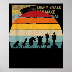 Poster Presente De Vintage Retro De Evolução De Xadrez 