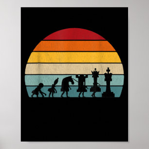 Poster Presente De Vintage Retro De Evolução De Xadrez 