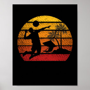 Poster Presente de Voleibol Vintage Sunset