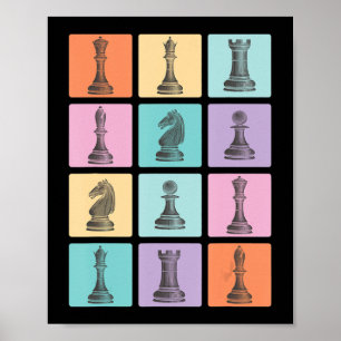 Poster Presente de Xadrez Eu Adoro Os Pedaços De Xadrez