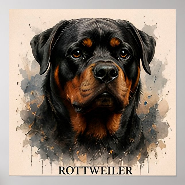Poster Presente do Cão Guardião Rottweiler (Frente)