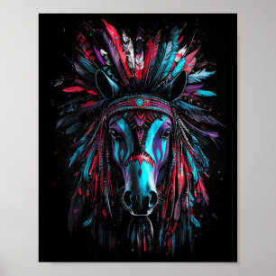 Poster Presente do Cavalo Bonnet da Guerra Indígena Nativ