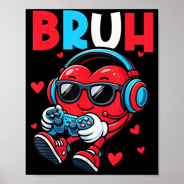 Poster Presente do Controlador de Vídeo Game Bruh Heart G (Frente)