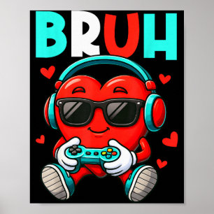 Poster Presente do Controlador de Vídeo Game Bruh Heart G