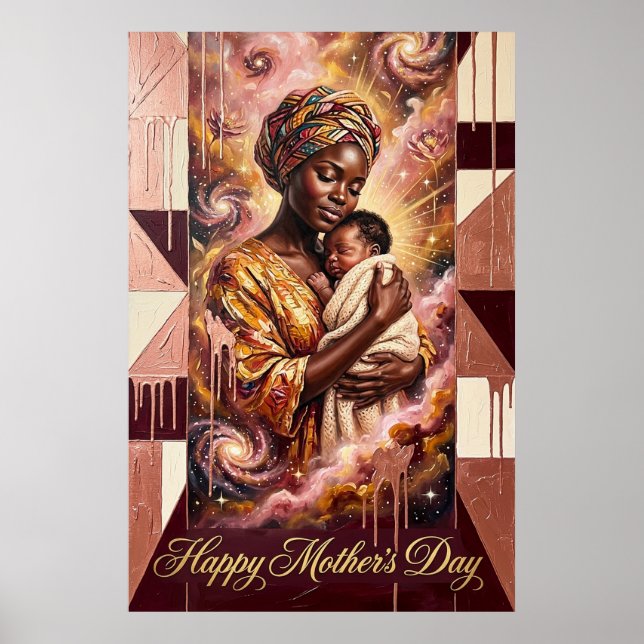Poster Presente do Dia das Mães — Arte Celestial de Mãe e (Frente)