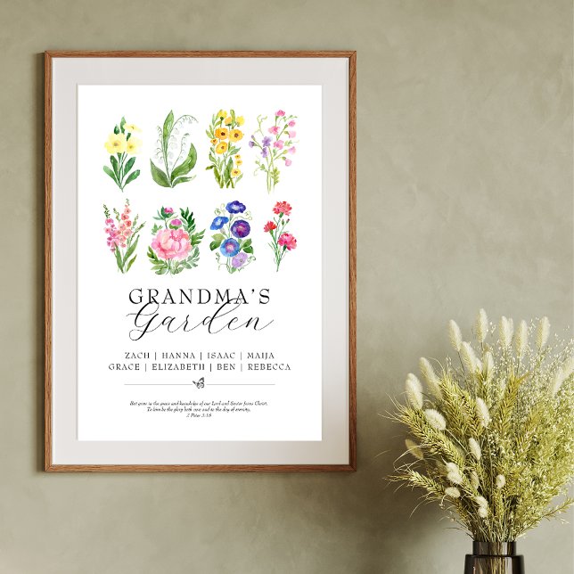 Poster Presente do Jardim da Vovó com Flores do Mês de Na (Criador carregado)