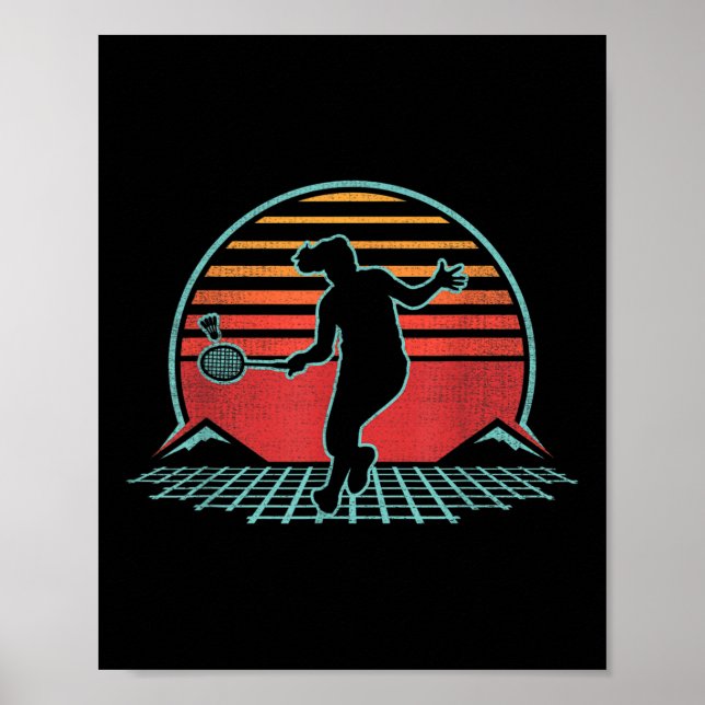 Poster Presente do jogador de estilo Badminton Retro Vint (Frente)