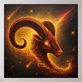 Poster ♈ Presente do Zodíaco de Áries com Arte do Carneir