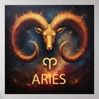 Poster ♈ Presente do Zodíaco de Áries com Estilo Clássico