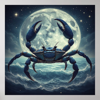 Poster ♋ Presente do Zodíaco de Câncer com Estilo de Ocea