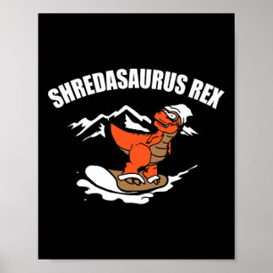 Poster Presente engraçado de dinossauro de snowboard para