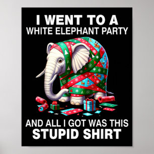 Poster Presente Engraçado de Elefante Branco Envolto em P