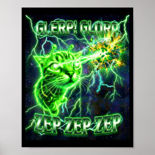 Poster Presente Engraçado de Gato Alien Glerp Glorp Gnarp