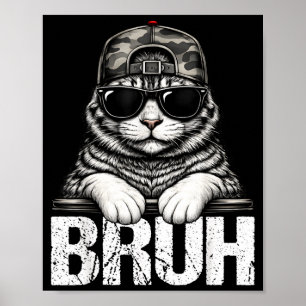 Poster Presente engraçado de gato camo meme para mãe de g