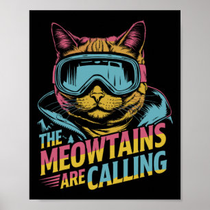 Poster Presente engraçado de gato de esqui Acessórios de
