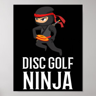 Poster Presente engraçado de ninja de golfe de disco para