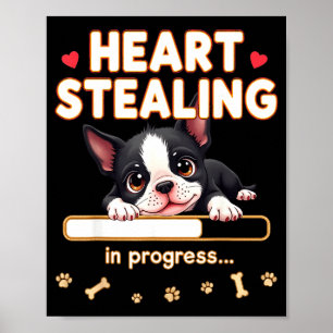 Poster Presente engraçado do cão Boston Terrier do coraçã