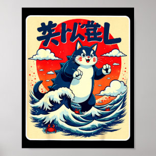 Poster Presente engraçado do gato da arte japonesa do Cat