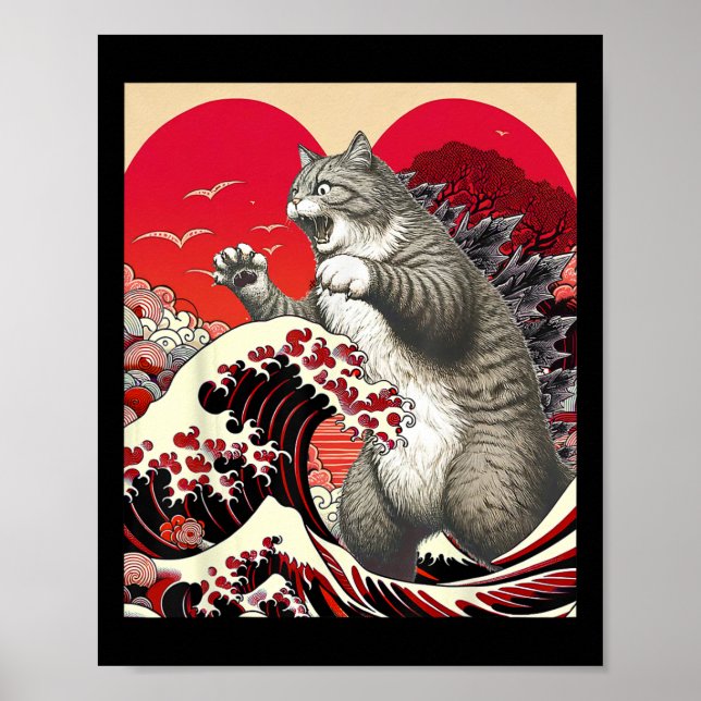 Poster Presente engraçado do gato de Catzilla Cat Valenti (Frente)