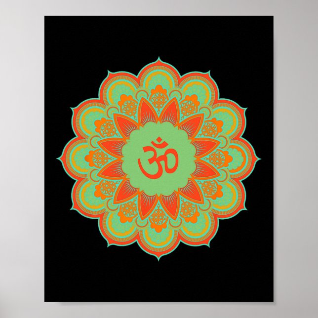 Poster Presente espiritual de ioga mandala símbolo Om Ohm (Frente)