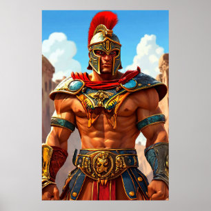Poster Presente Gladiador de Desenho Animado Amante da Hi