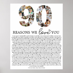 Poster Presente Lembrança Colagem de Fotos 90 Razões pela