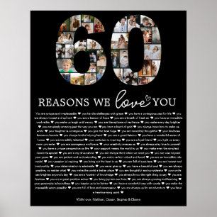 Poster Presente Lembrança de Colagem de Fotos 60 Razões p