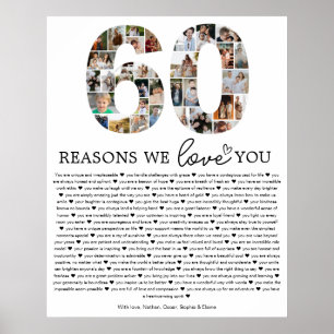 Poster Presente Lembrança de Colagem de Fotos 60 Razões p