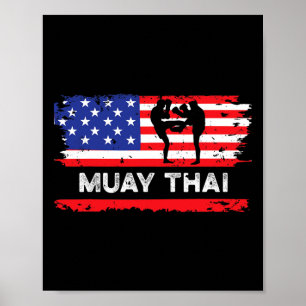 Poster Presente Muay Thai Bandeira Americana Tailândia Ar