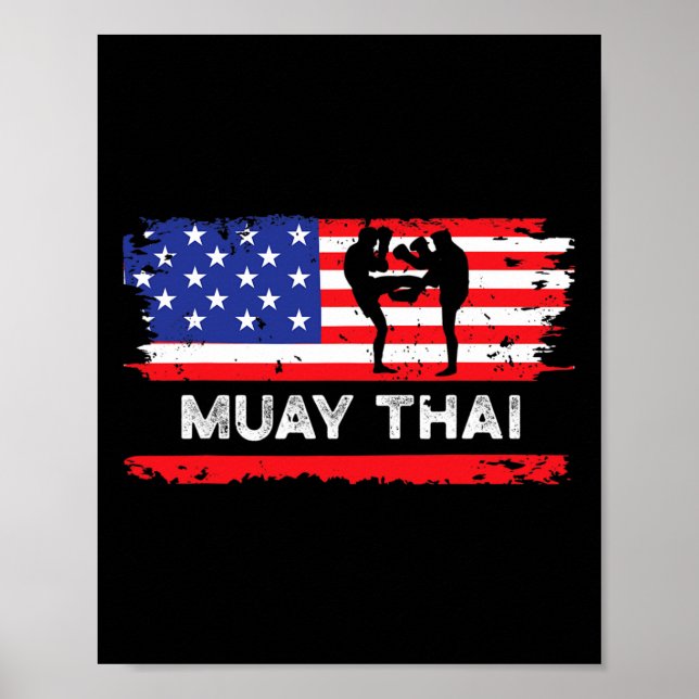 Poster Presente Muay Thai Bandeira Americana Tailândia Ar (Frente)