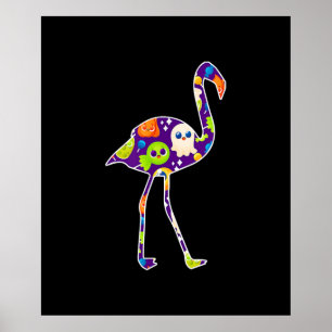 Poster Presente no Dia das Bruxas Figurume Flamingo Ghost