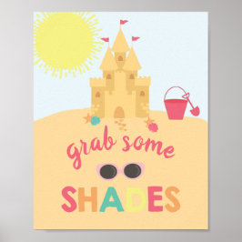 Poster Presente óculos de sol aniversário na praia Sinal