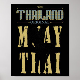 Poster Presente Original Tailandês de Muay Thai Kickboxin