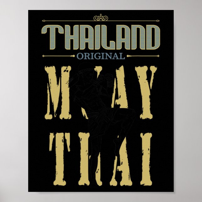 Poster Presente Original Tailandês de Muay Thai Kickboxin (Frente)
