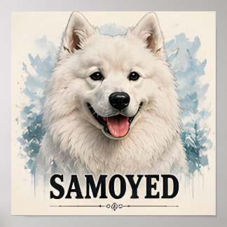 Poster Presente para Amante de Cachorro Samoyed Ártico So
