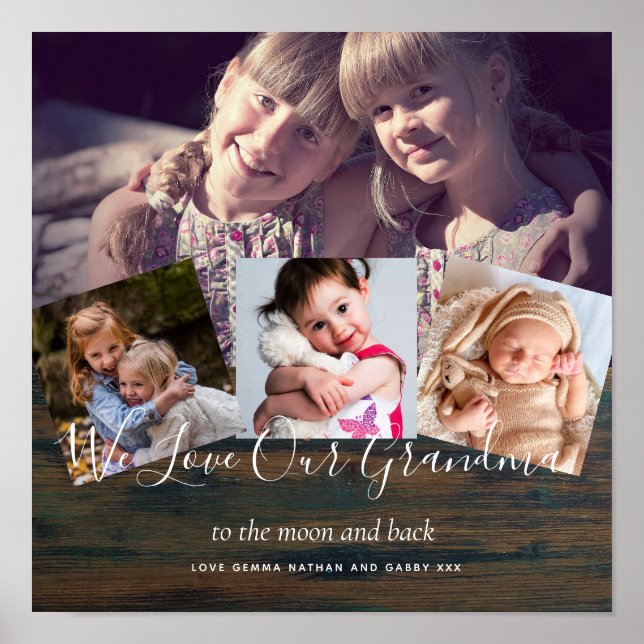 Poster Presente Para Avó Vovô Colagem Fotográfica Avô Avô (Frente)