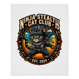 Pôster Presente para Mãe de Gato Ninja Furtivo - Ninja St