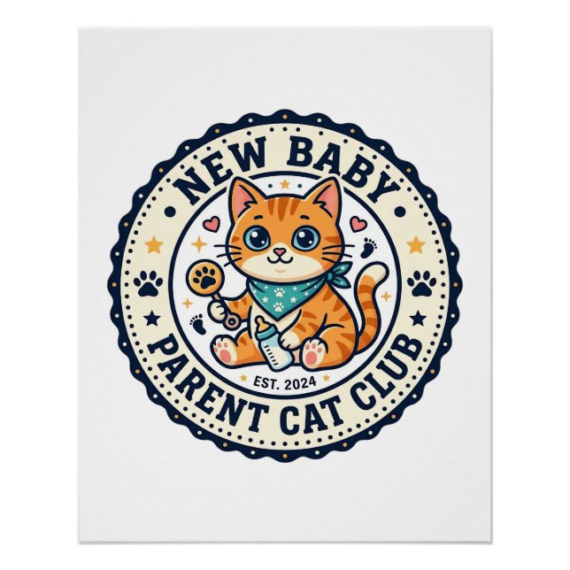 Pôster Presente para Mãe de Gato - Novo Bebê P (Frente)