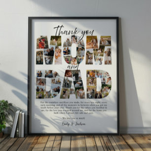 Poster Presente para Mãe e Pai Colagem de Fotos de Famíli