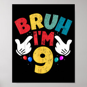 Poster Presente Para Menino(a) de 9 Anos É Meu Aniversári