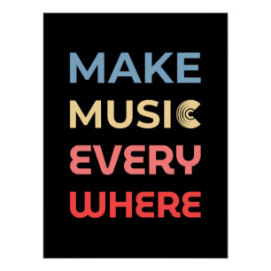 Pôster Presente para música retrô - Fazer música em todos
