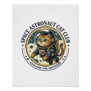 Pôster Presente para Pai de Gato Astronauta Espacial - As