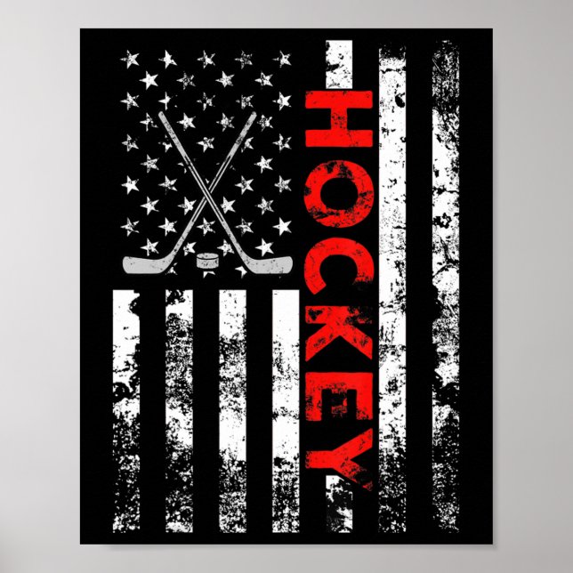 Poster Presente Patriótico Americano de Hockey com Bandei (Frente)